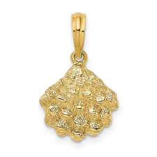 14k Yellow Gold Textured Oyster Shell Charm