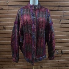 Vintage Catherine Vernoux Paris Plaid Mohair Bomber Jacket