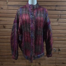 Vintage Catherine Vernoux Paris Plaid Mohair Bomber Jacket