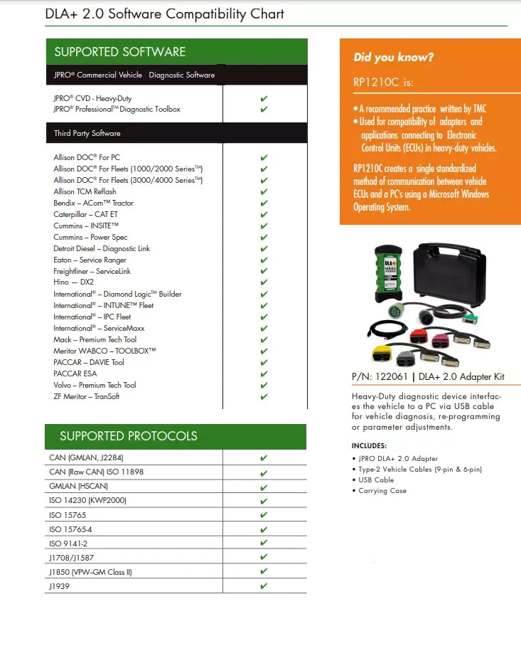 Dla Scan Code Latest JPRO DLA 2.0 2026 V1.1 Diesel Heavy Duty Truck Scanner ...