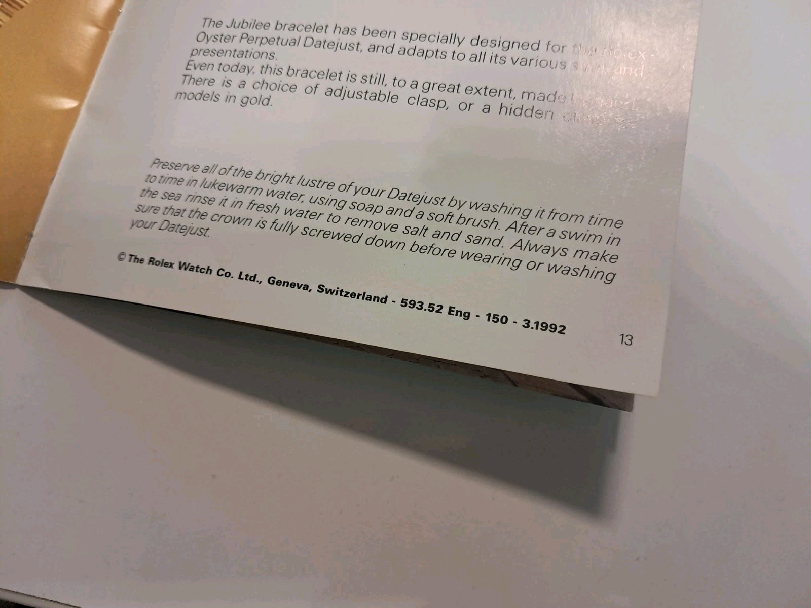 Rolex libretto Istruzioni booklet 593.52 orologio datejust 1992 inglese Watch foto 2