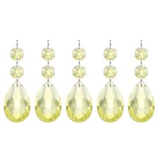 Teardrop Crystal Chandelier, 5 Pack 85mm Length Prisms Part, Light Yellow