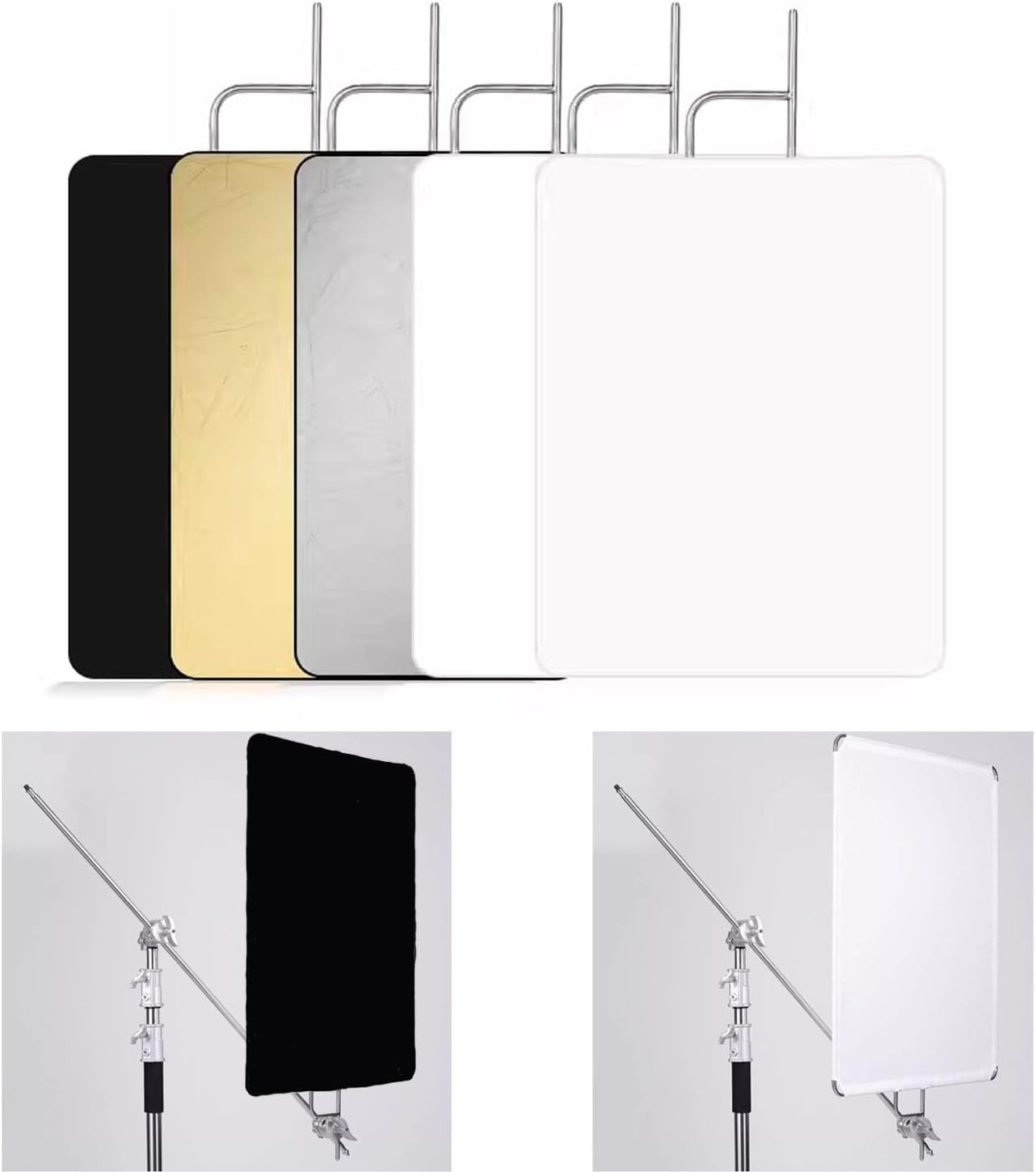 35"X47"/90X120Cm Light Reflector Flag Panel Kit, 5-In-1 Diffusion Scrim Transluc