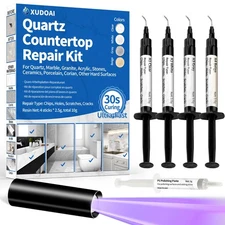 Quartz Countertop Repair Kit (Clear, White, Gray, Beige) 30s Fast Curing DIY ...