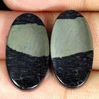 27,30 Cts Natürlicher Apache Gold Pyrit Paar Ovaler Cabochon Lose Edelstein