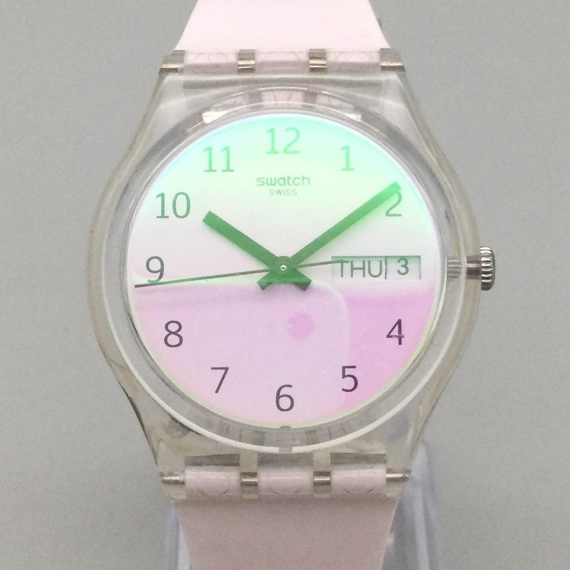Swatch UltraroseWomens Watch 34mm Silicone Day Date Swiss GE714
