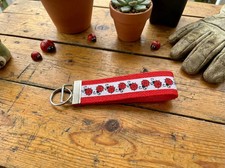 Ladybug White and Red Webbing Keychain/ Key fob