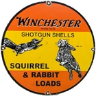 VINTAGE WINCHESTER PORCELAIN SIGN DEALERSHIP SHOT GUN BIRD HUNTING SQUIRREL