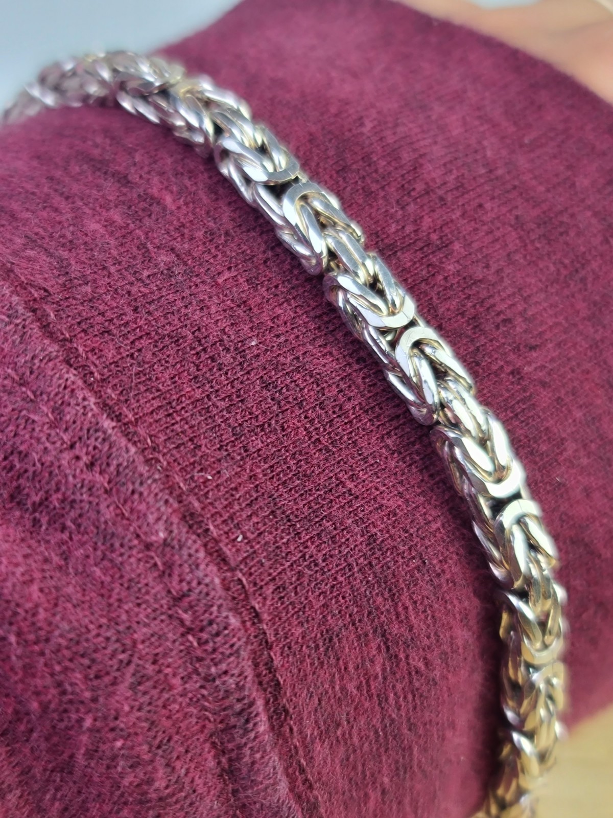 Sterling 925 Solid Silver Byzantine Chain 5mm Bra… - image 9