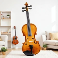 1/4 Size Kids Acoustic Beginner Violin Set - Strings, Shoulder Rest & Natural