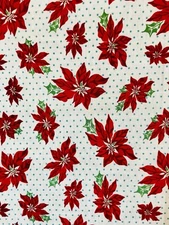 Moda Sweet Christmas  Poinsettias With Blue Dot Background Fat Eight 9x21