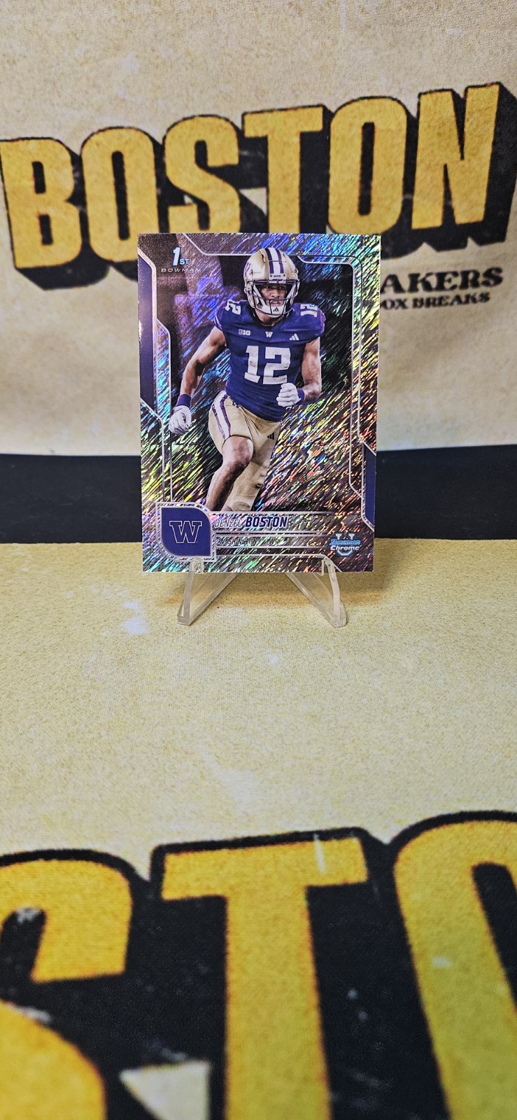 Denzel Boston Shimmer Refractor 1st 2025 Bowman Chrome U #34 Washington Huskies