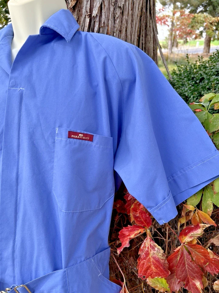 Vintage Unisex Jumpsuit44 Regular Coverall Para Suit Blue Belted Zip Retro - Image 2 of 4