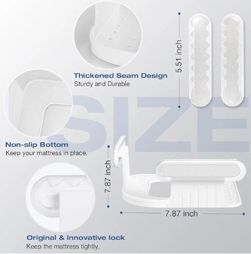 Correas para soporte de sábanas con cerraduras | Sujetadores de sábanas ajustables de alta resistencia - BLANCO Foto 3 de 3