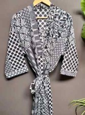 1 PC Indian block Print 100 cotton robe gown Hippie women maxi kimono dresses