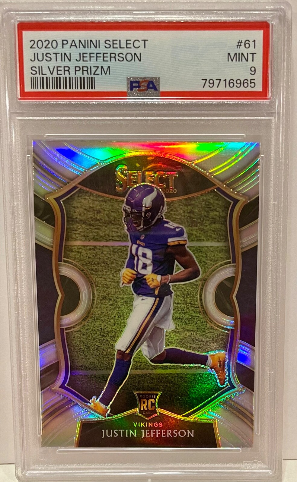 Justin Jefferson Rookie Silver Prizm 2020 Panini Select PSA 9 Concourse Level