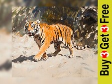 Powerful Tiger 5"x7" Print on Matte Paper | Striking Wildlife Painting