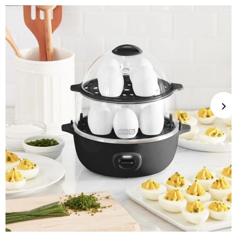 17-piece Dash egg cooker & steamer with 12-egg capacity, piping bag, and 20+ recipes  