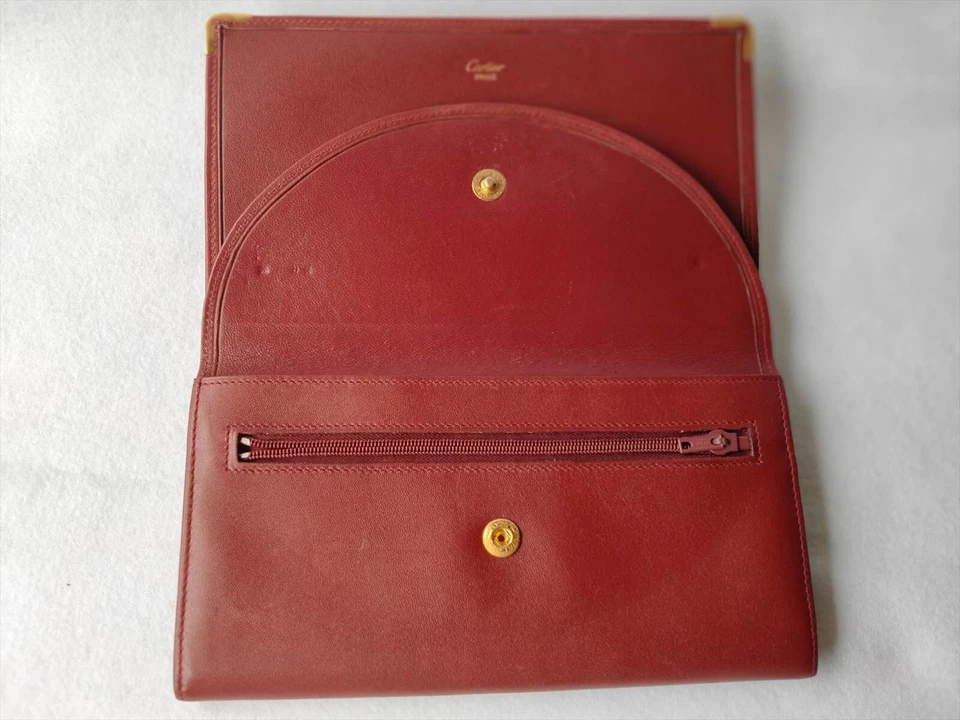 Must De Cartier Leather Bifold Long Wallet Bordeaux (884) - Image 4 of 4