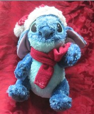 Disney Store Stitch Plush Alien 626 Christmas Version Red Scarf Gold HIghtlights