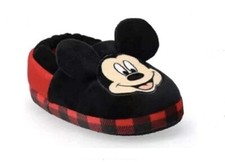 Mickey Mouse Slippers - Gingham Buffalo Plaid / 3D Ears Toddler XL - NWT