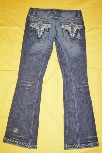 ANTIK DENIM BUTTON FLY DISTRESSED LOW-RISE BOOT CUT JEANS STRETCHY 31/33 NWOT - Picture 11 of 12