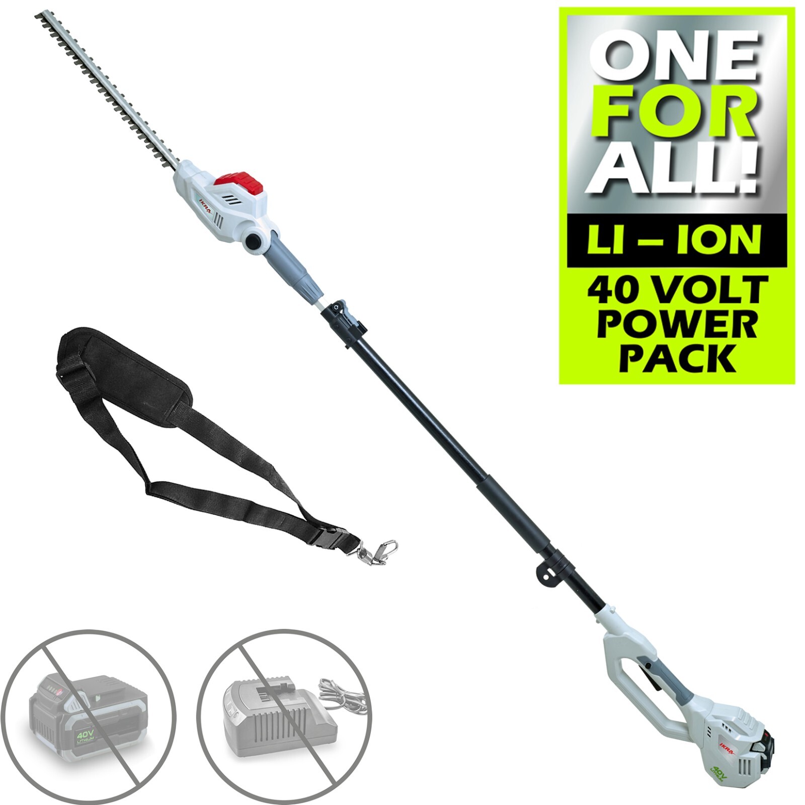 IKRA Akku Teleskop Heckenschere Strauchschere IATHS 40-43 mit Schultergurt 40V - Bild 2 von 12