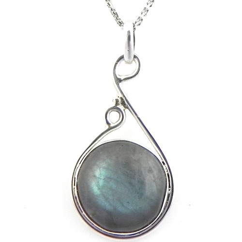 Collier Pendentif PIARA En Argent 925 Avec Pierre Précieuse - Cordon Coton Réglable - 7