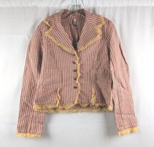 Look Brand Coral Beige Linen Stripe Blazer Nwt Xs $229