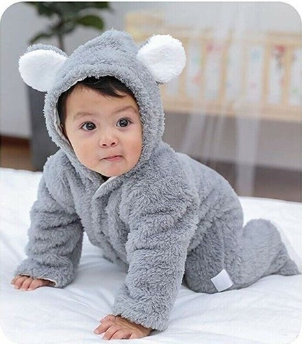 Outfits Neugeborenes Baby Junge Mädchen Kleidung Kinder Bär Kapuze Strampler Overall Body - Bild 4 von 12