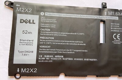 NEW Genuine DXGH8 Battery For XPS 13-5390 9370 9380 G8VCF H754V P82G002/ 52wh