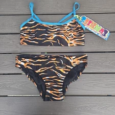 TYR The Finals Women's Wild Tiger Two Piece Black/orange Bikini Size XS New