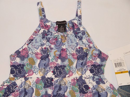NWT $44.50 CALVIN KLEIN JEANS 2pc set GIRL 12M multi color - Picture 4 of 10