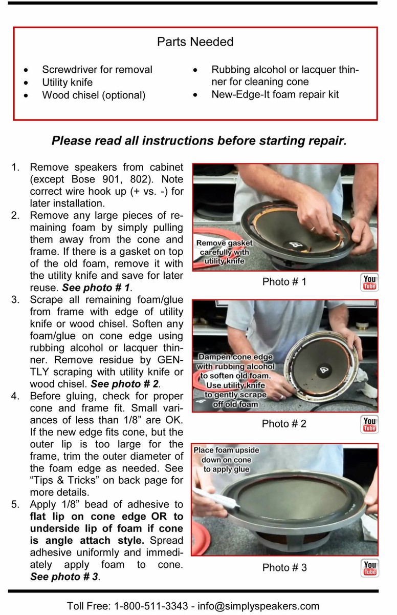 8" Speaker Repair Foam Kit - Fits AR Acoustic Research & Universal Speakers, DIY Repair 3 thumbnail image