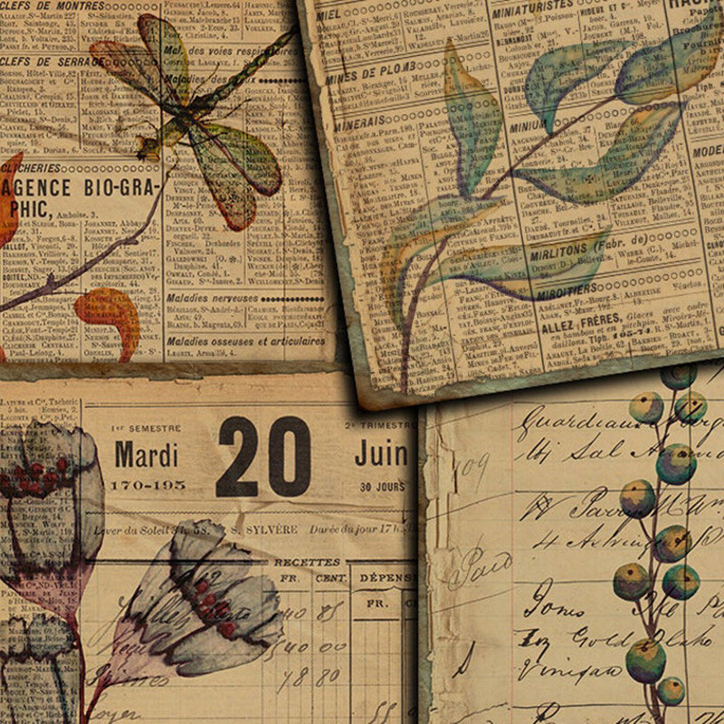 4pc-vintage-paper-pad-dragonfly-plants-scrapbooking-planner-album-card-diy-craft-ebay