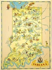 Vintage 1938 Colorful Pictorial Map ~ INDIANA by Ruth Taylor ~ Free S&H
