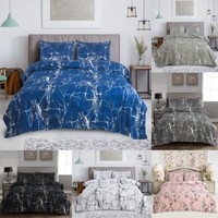 4PCS Reversible Duvet Cover Bedding Set Quilt Cover Single Double King Sizes