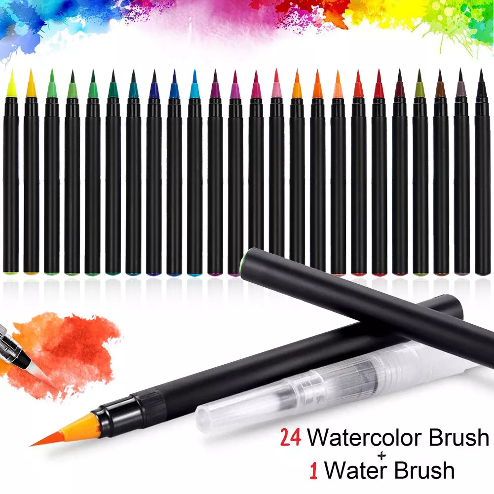 Watercolor Brush Pens 24 Coloring Pens with Flexible Brush Tips