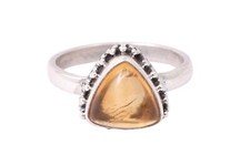 925 Sterling Silver Citrine Gemstone Rose Gold/Gold Plated Wedding Ring GRS-1220