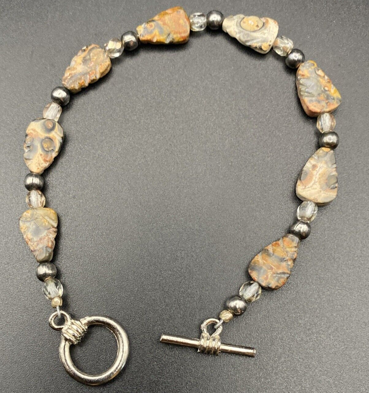 Bumblebee Jasper Bracelet Arrowhead Leaf Silver T… - image 3