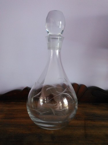 Lenox Crystal Decanter with Stopper - Etched Flowers