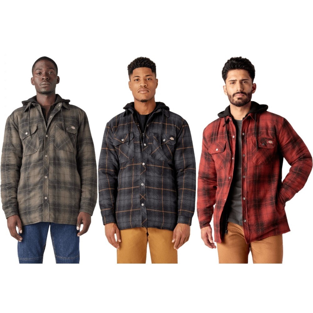 Dickies Men's Jacket TJ211 Water Repellent Flannel Hooded Shirt