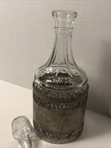 Vintage Gales of Sheffield England Silver Plate Crystal Glass Decanter Bottle - Picture 3 of 4