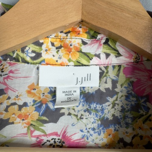 J.Jill Cotto Silk Floral print Button Up Shirt Women Sz 1X Blouse Long sleeve - Picture 4 of 5