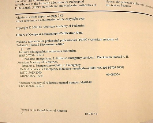 Pediatric Education for Prehospital Professionals 2000 Paperback Medical Childre - Picture 3 of 6