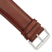 26mm Havana Smooth Leather Chrono Silver-tone Buckle Watch Band