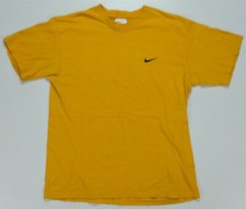 Rare Vintage NIKE Embroidered Simple Swoosh T Shirt 90s 2000s USA Made Yellow M