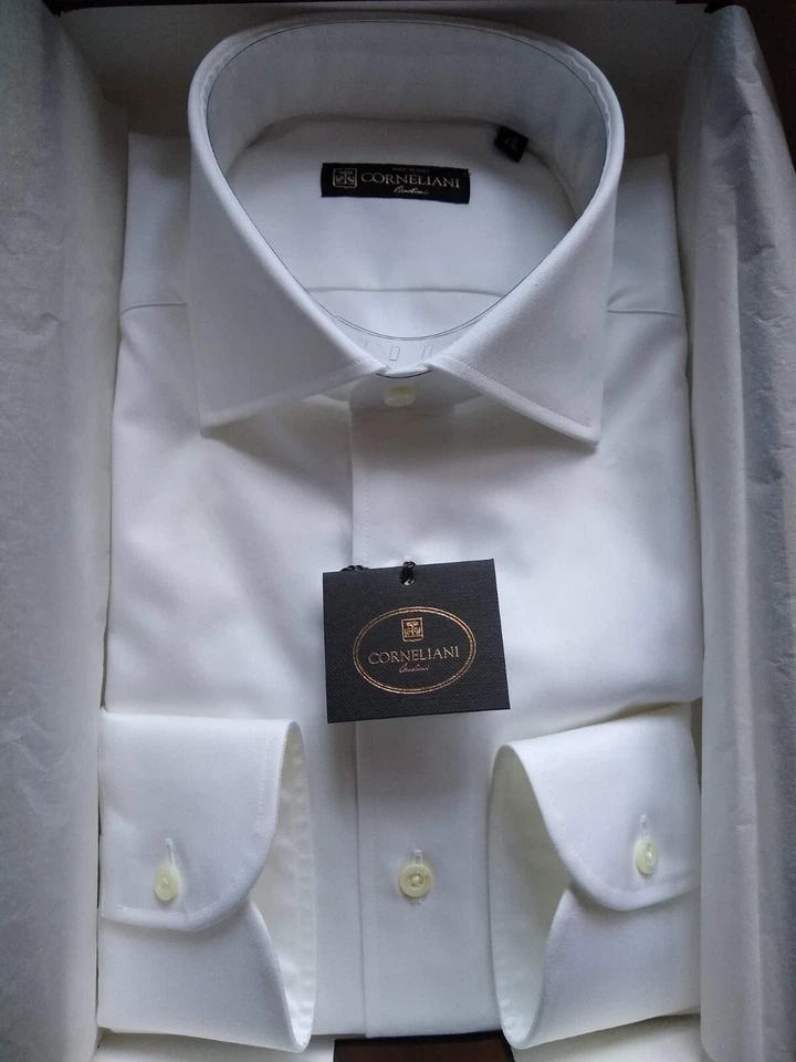 Camicia Corneliani, nuova, bianco, cotone tg 38 (15 UK) made in Italy - Immagine 4 di 4