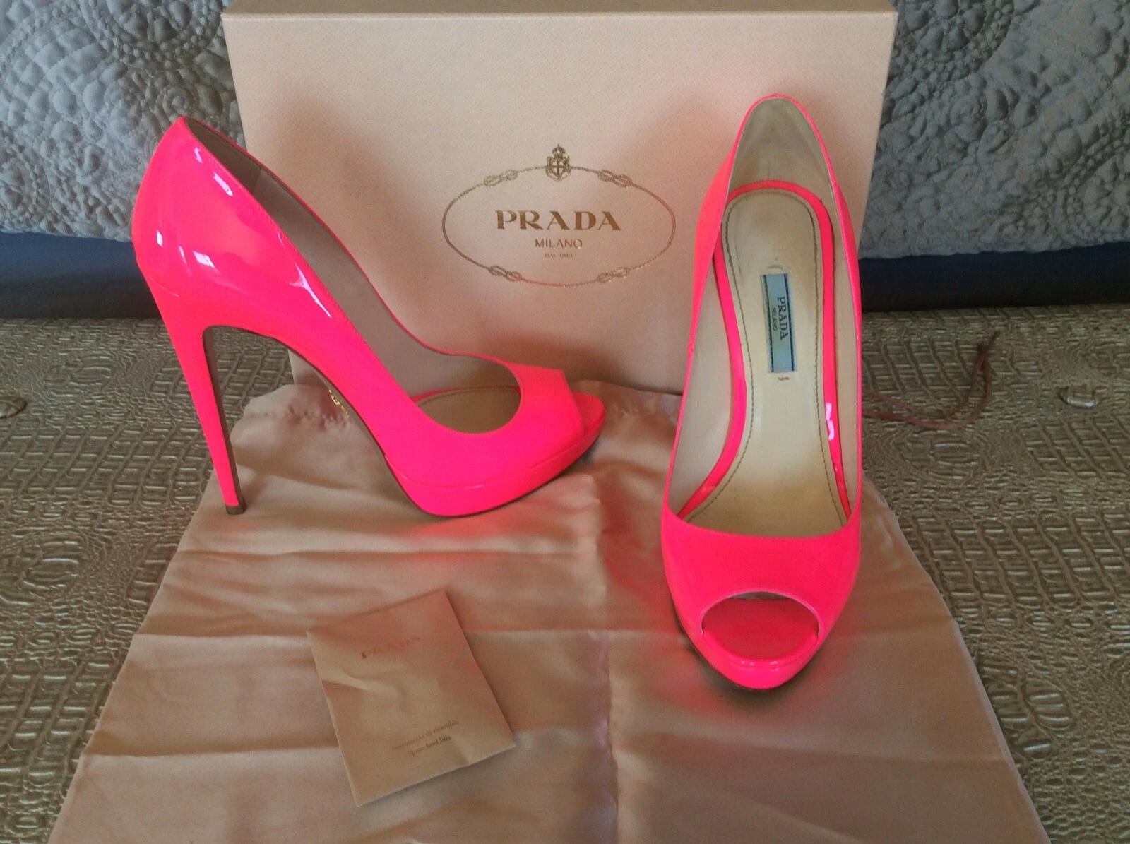 Prada — Prada neon pink peak toe shoes European size 39.