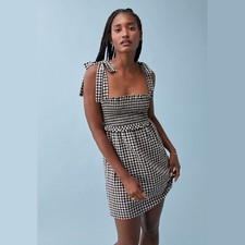 REFORMATION Dawson Black / White Check DRESS size L ~ nwt $198